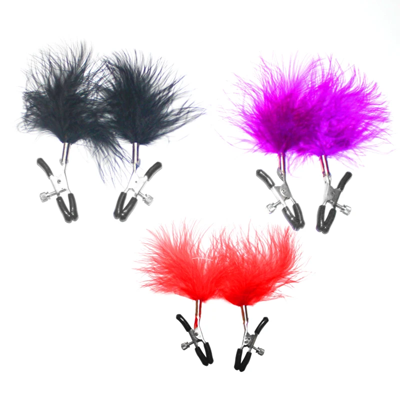 1 пара зажимов для сосков с перьями Сексуальные Металлические зажимы груди