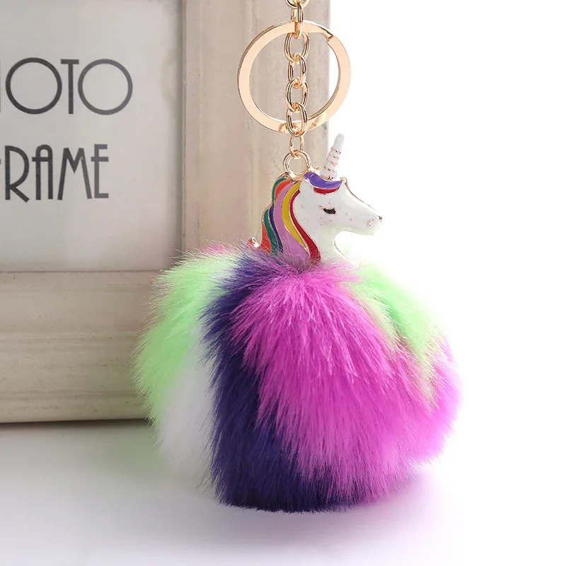 WiwjygzColors скрипичный ключ помпоном брелки Pegasus Единорог автомобиль Pom брелок сумка прелести украшения для Для Женщин Животного меховой шарик брелок