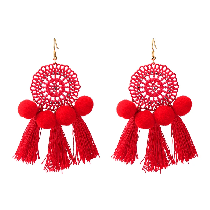 Серьги с кисточками ручной работы в этническом стиле 3 цвета | Украшения и