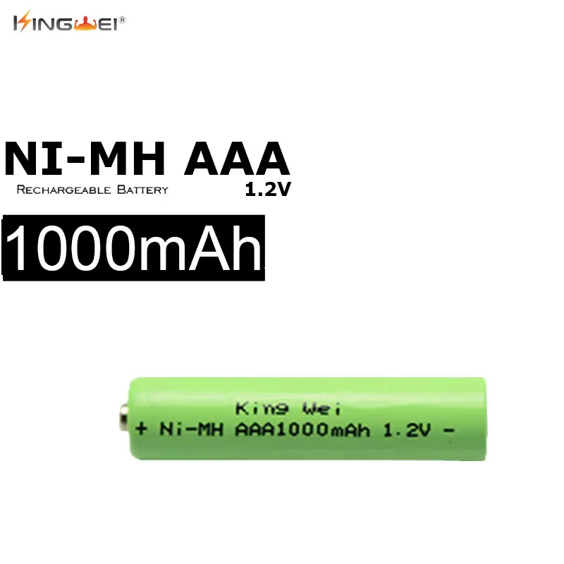 4 шт. KingWei зеленый AAA 1 2 v Ni-MH аккумуляторные батареи реальная емкость 1000mAh батарея |