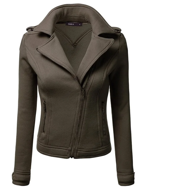 Женская одежда на осень-зиму femalejackets Новые однотонные молнии с длинными рукавами