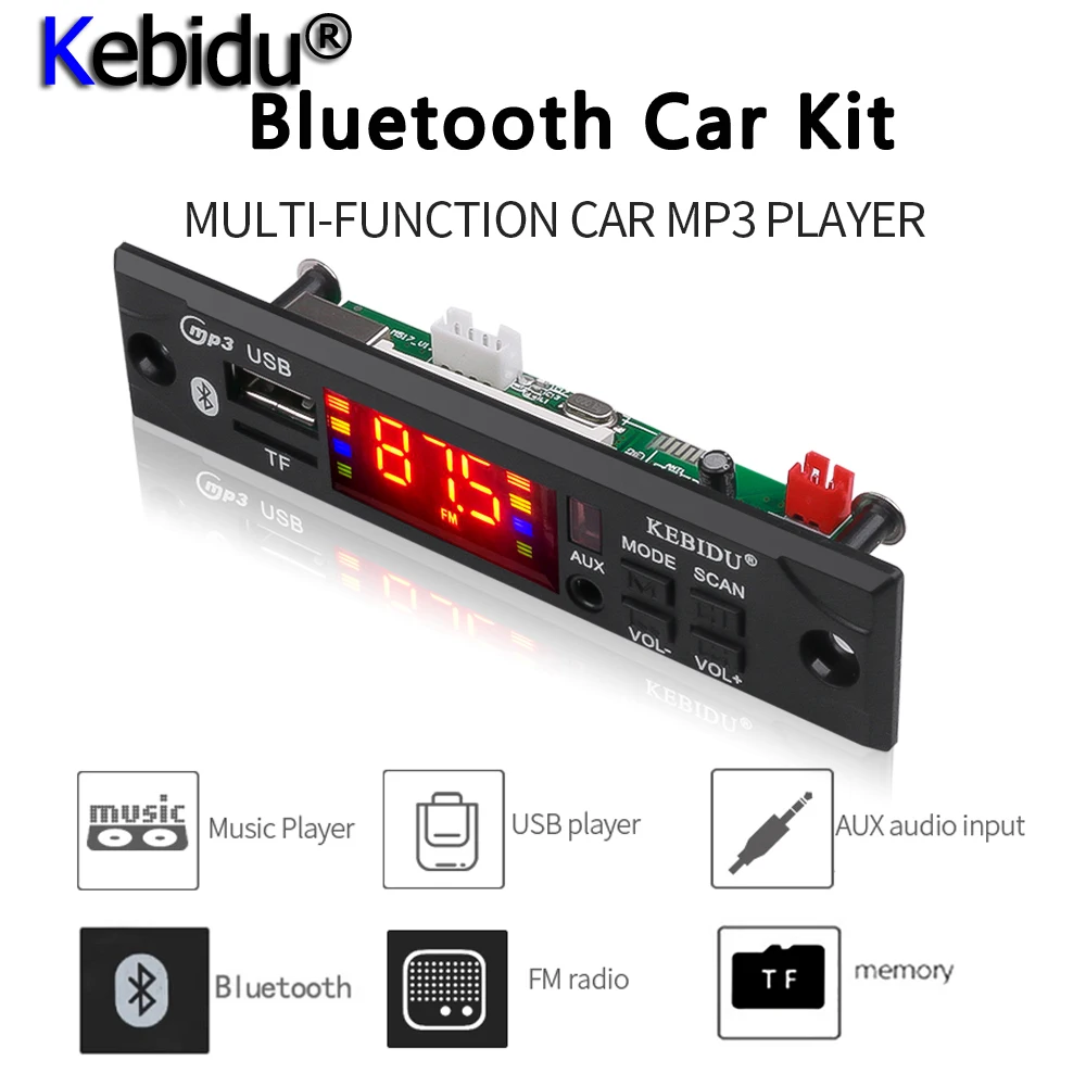 Mp3 плеер kebidu DC 12 В 5 в беспроводной Bluetooth аудио модуль MP3 WMA декодер плата USB FM TF радио
