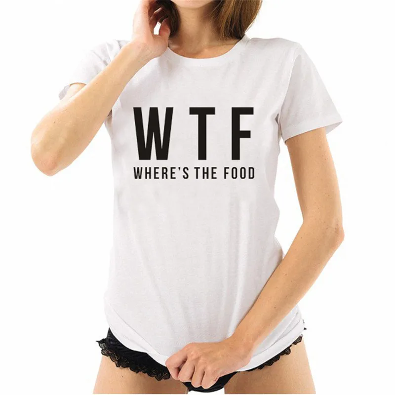 LUSLOS WTF Where's The Food Women T-Shirt Casual Comfortable Short Sleeve | Женская одежда