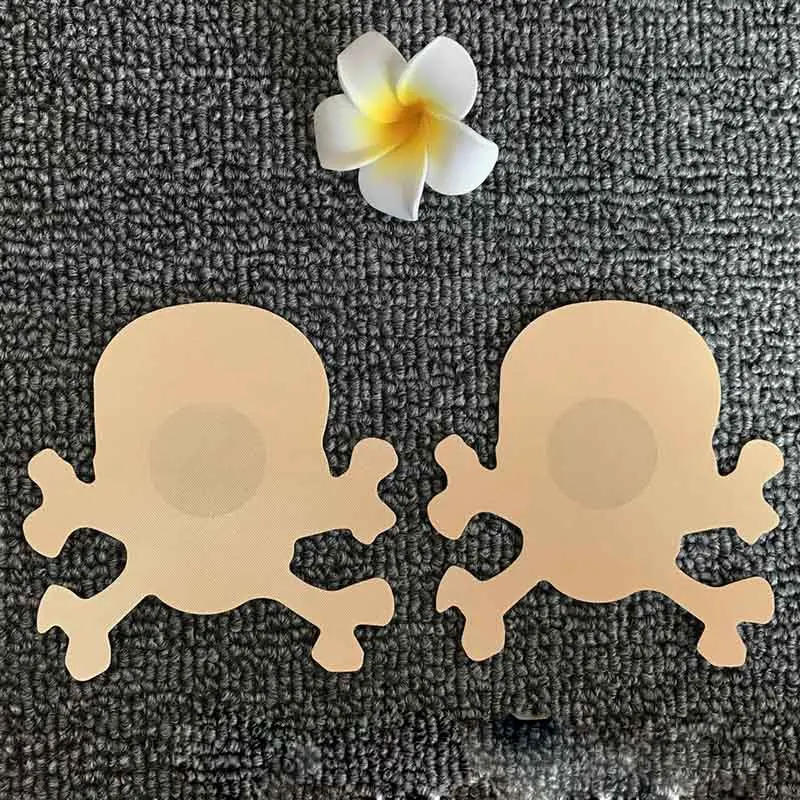skin SP& CITY, модная наклейка на соски с рисунком черепа, Женские аксессуары, наклейка на грудь, невидимый бюстгальтер для платья, бикини - Цвет: skin