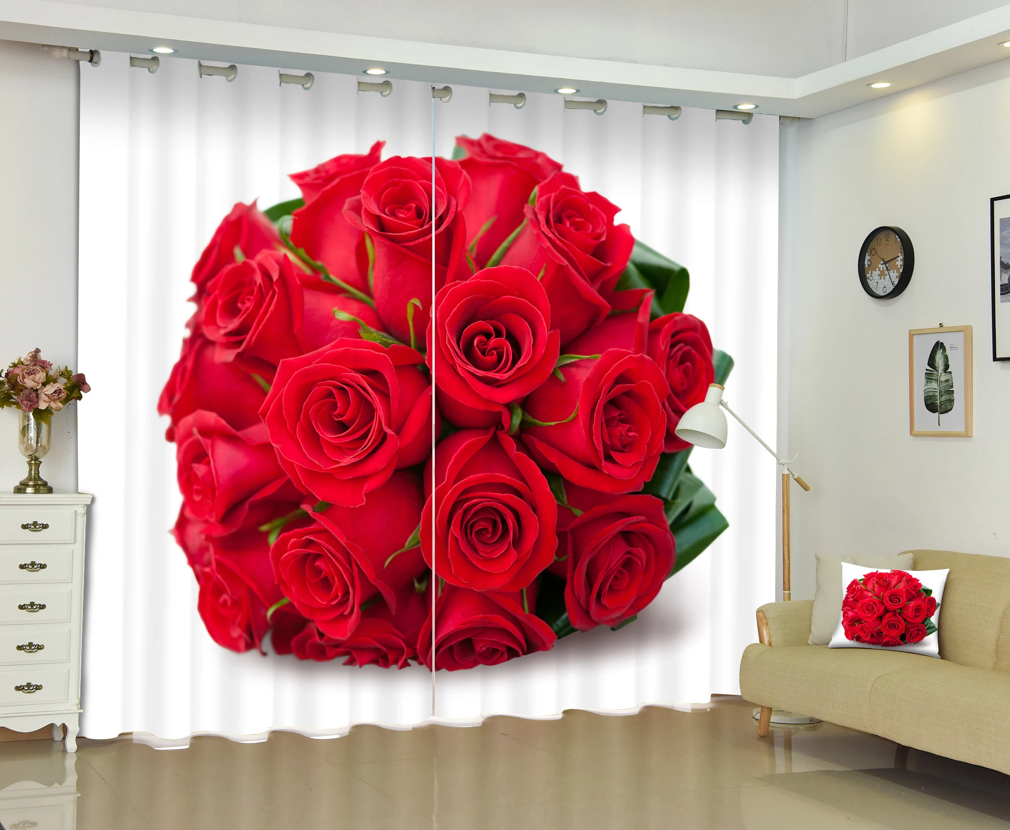 

The 3D Window Curtain Of Rose For House Can Be Customized Size