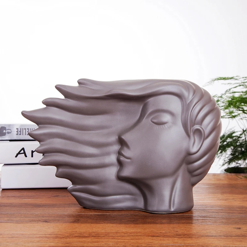 

Fashion Porcelain Female Sculpture Abstractive Ceramics Belle Bust Adornment Art and Craft Accessories for Home and Office Decor