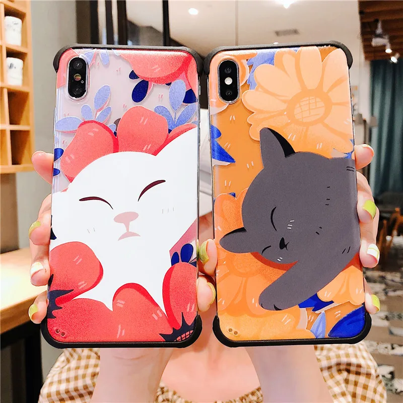 Чехол для iphone X XS Max XR 7 8 Plus высококачественое прозрачное жесткое ПК с милым