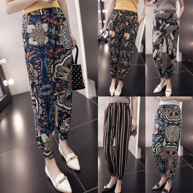 Брюки-султанки женские средней длины повседневные свободные брюки до щиколотки