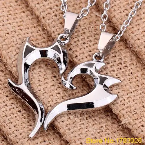 Romantic Heart Magic Wand Pendant Alloy Couple Necklace Chain for Lover's Gift 4TJN |
