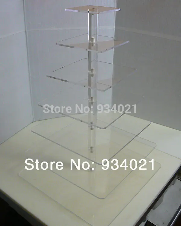 Square Acrylic Clear 7 Tier Cupcake Cup Cake Stand Wedding Party wedding decoration