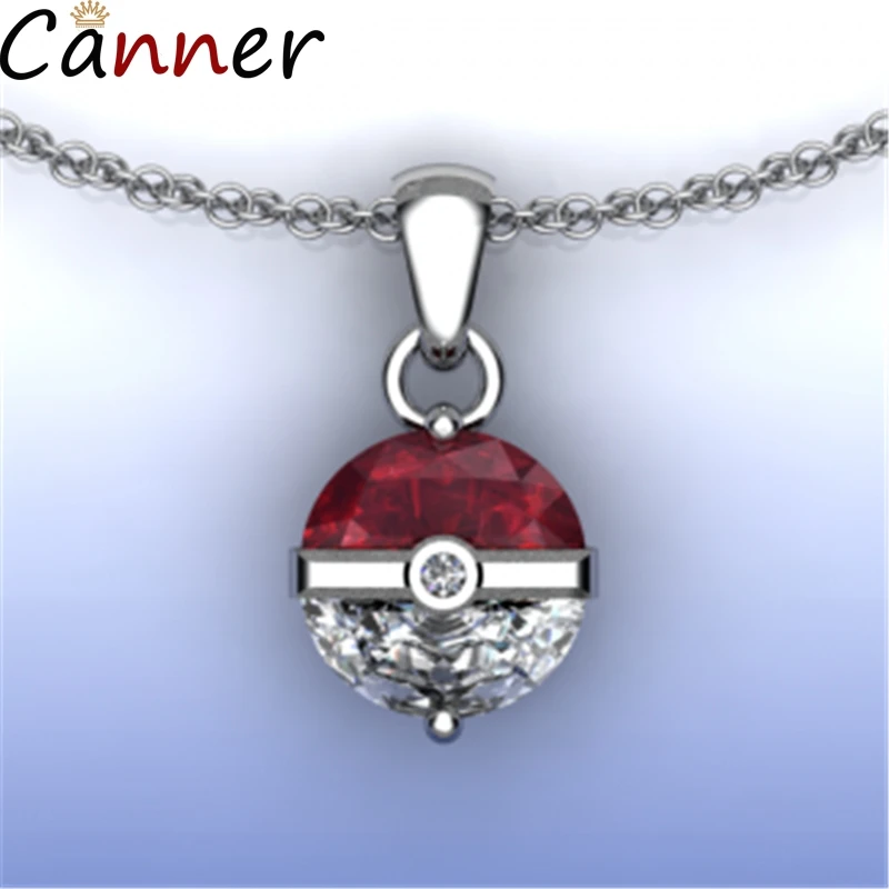 necklace CANNER ювелирные изделия Pokemon наборы для женщин круглый кубический циркон серьги Медь Кристалл ожерелья кольца набор ювелирных изделий подарки для девочек F40 - Окраска металла: necklace