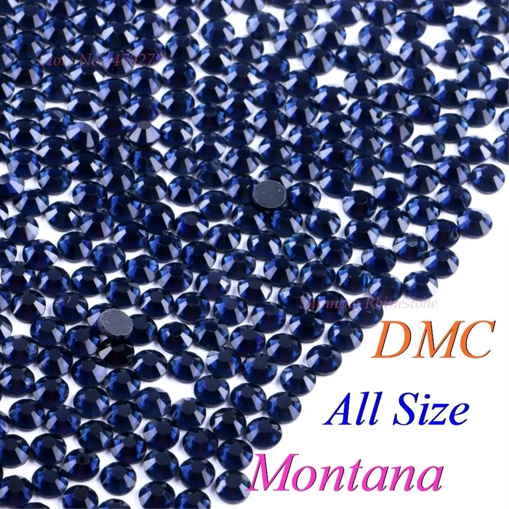 Стеклянные кристаллы разных размеров DMC Монтана SS6 SS10 SS16 SS20 SS30 Стразы горячей