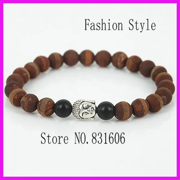 10 шт. природа 8 мм красного дерева и черный красный агат камень бусины браслет