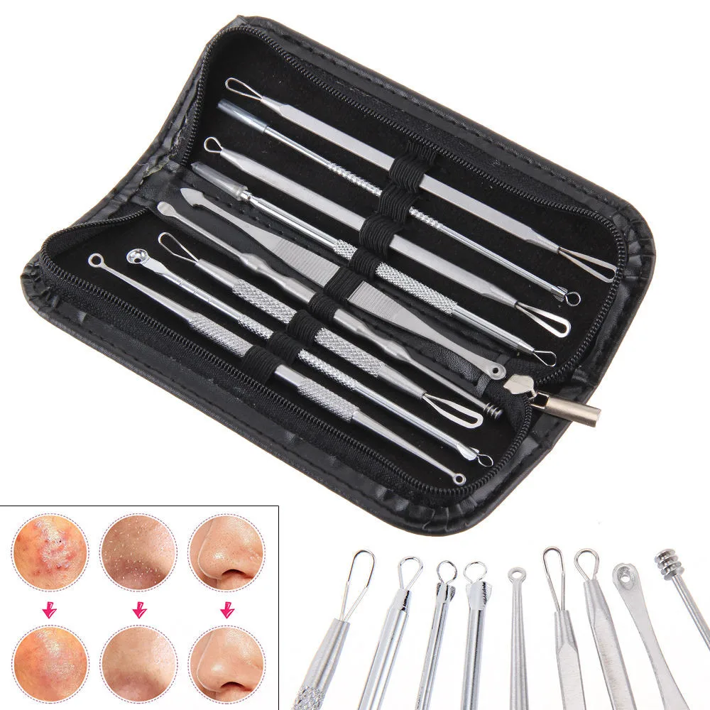 Девушка Женская мода 9 шт. угрей Remover Tool Kit Whitehead прыщ угревая сыпь поверхностьные