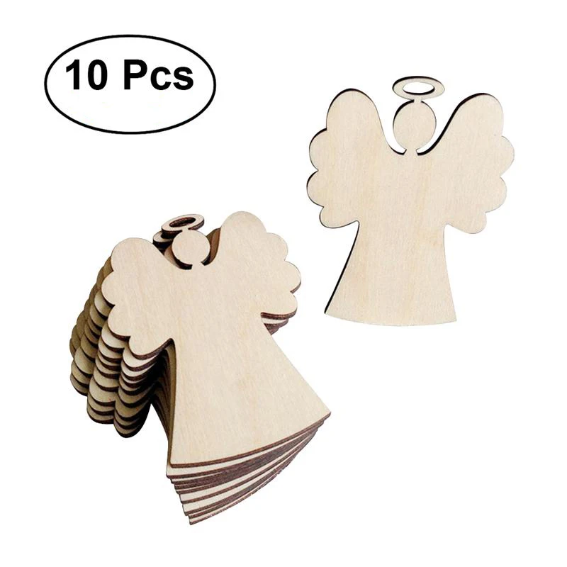 10 шт. Деревянные Подвески в форме ангела для рождественской вечеринки подвесные