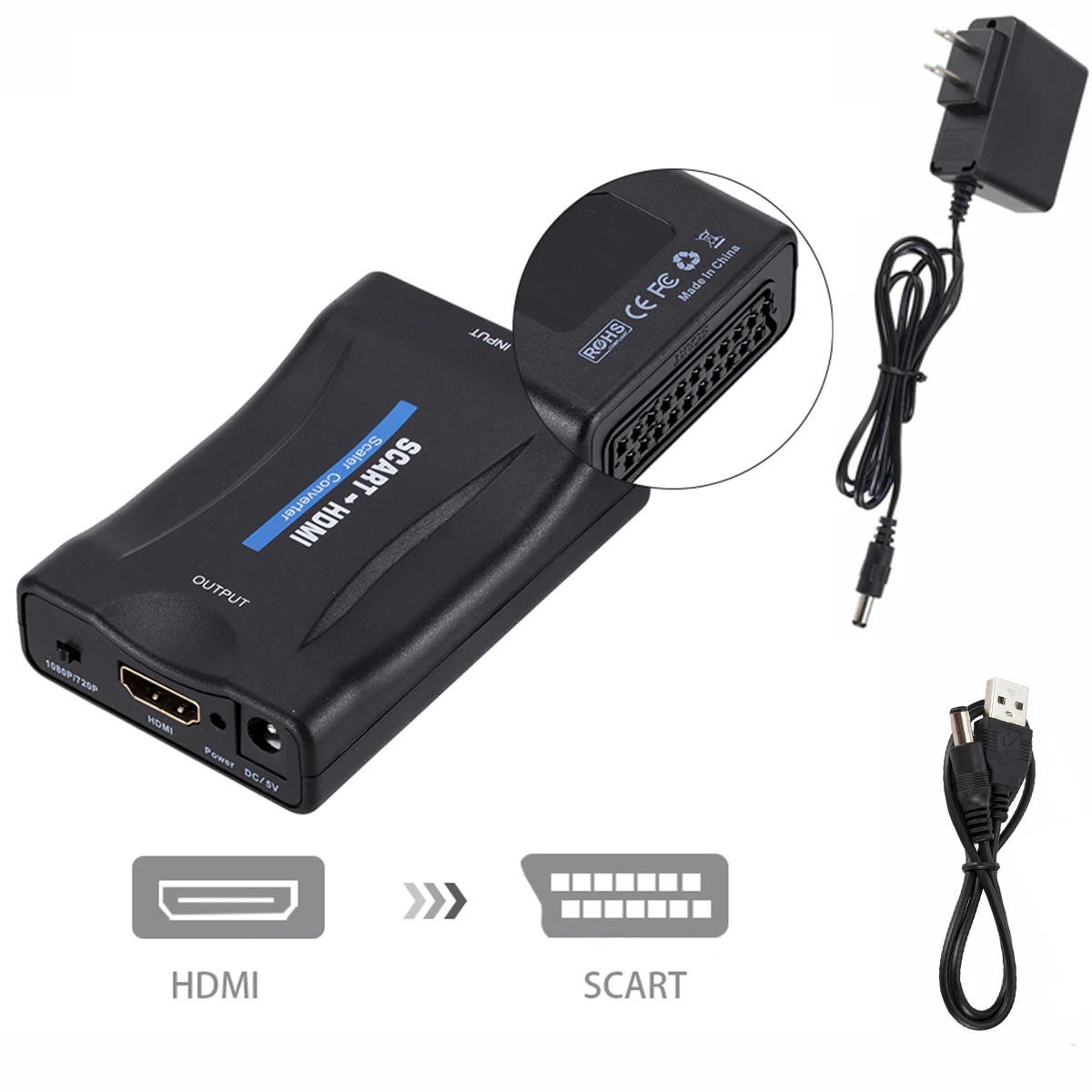 1080P SCART в HDMI конвертер видео аудио высококлассные сигнальные адаптеры конвертеры
