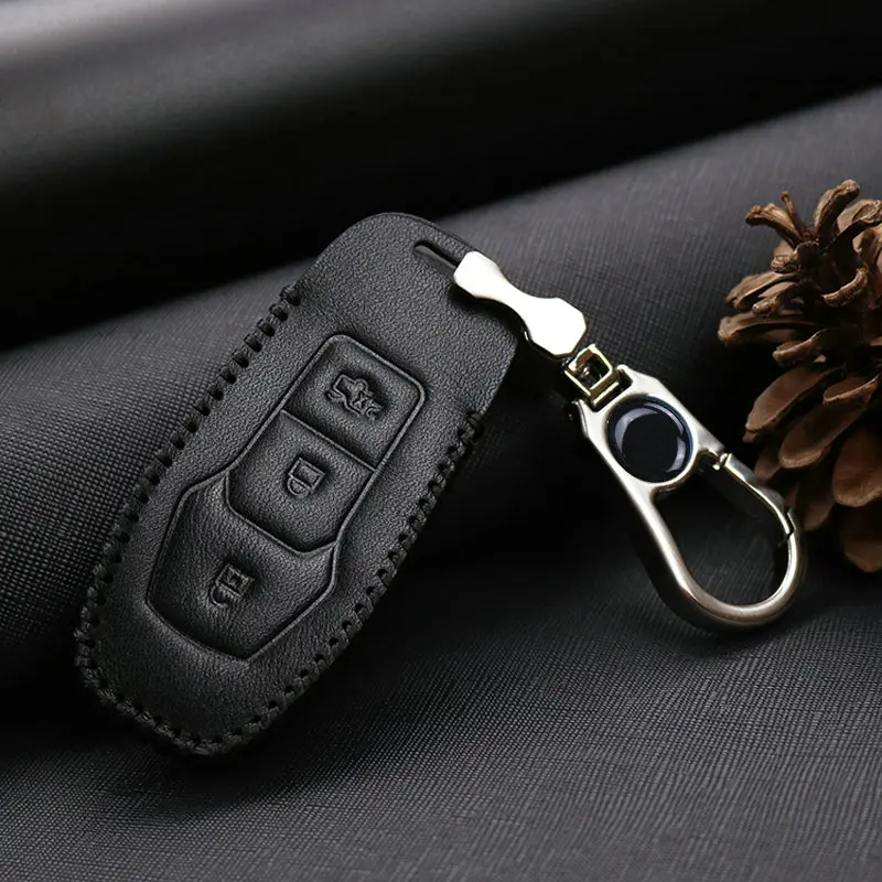 Кожаный чехол для ключа автомобиля Ford Mondeo Kuga Mustang Edge MK3 MK4 MK5 Ranger C S Max Explorer 5 Fiesta ST F15