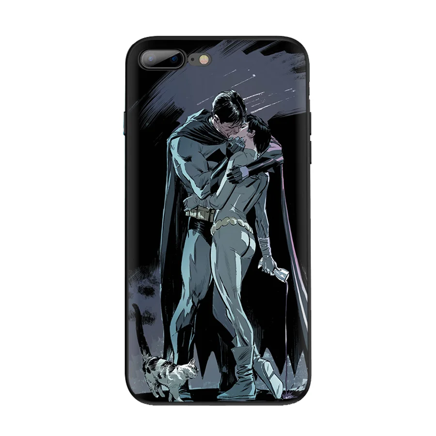 Desxz Бэтмен кошка женщина целующийся клуб Мягкий ТПУ чехол для iPhone 5 5S SE 6 6s 7 8 Plus X XR XS