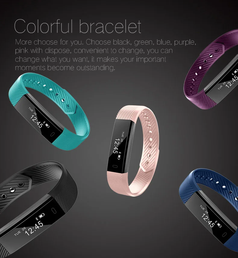 ID115 смарт-браслеты фитнес-трекер умный Браслет Шагомер Bluetooth Smartband водонепроницаемый монитор сна наручные часы