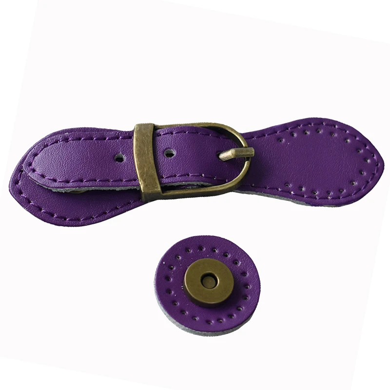 Purple Сумка с магнитными кнопками из натуральной кожи, бронзовая Пряжка с застежкой для женщин, ручная работа, сделай сам, сумка через плечо, застежка, аксессуары KZ1205 - Цвет: Purple