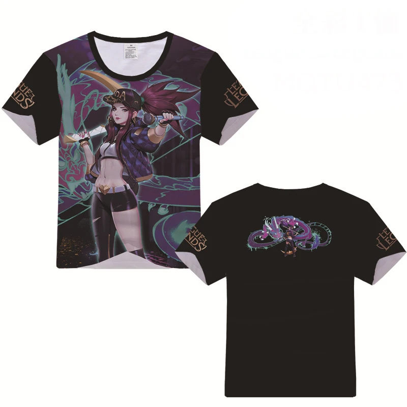 K/DA Evelynn Kaisa Ahri Akali 3D печатная футболка Косплей Костюм KDA Мужская Женская Повседневная футболка с коротким рукавом футболки топы
