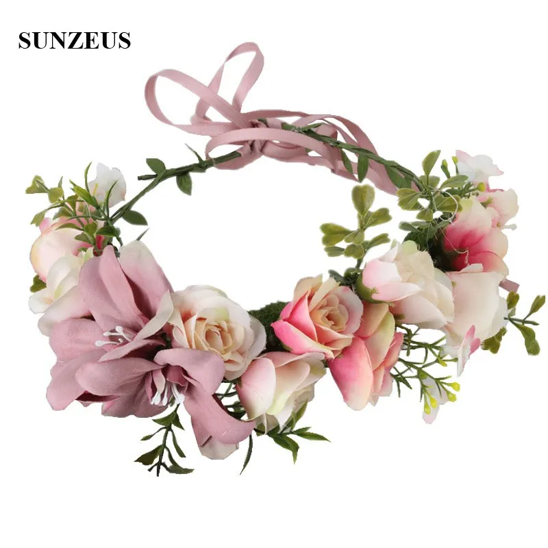 

Romantic Beach Wedding Head Garland Handmade Wreath Headband Bridal Headwear Boho Bridesmaid Accessory SQ228