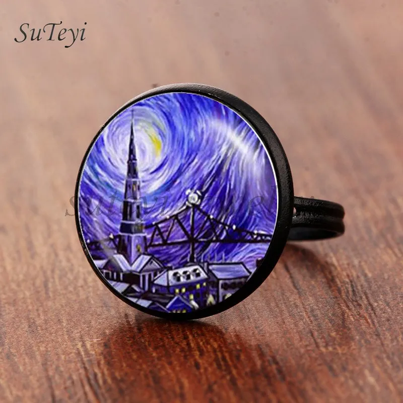 SUTEYI классические круглые стеклянные кольца художественная живопись
