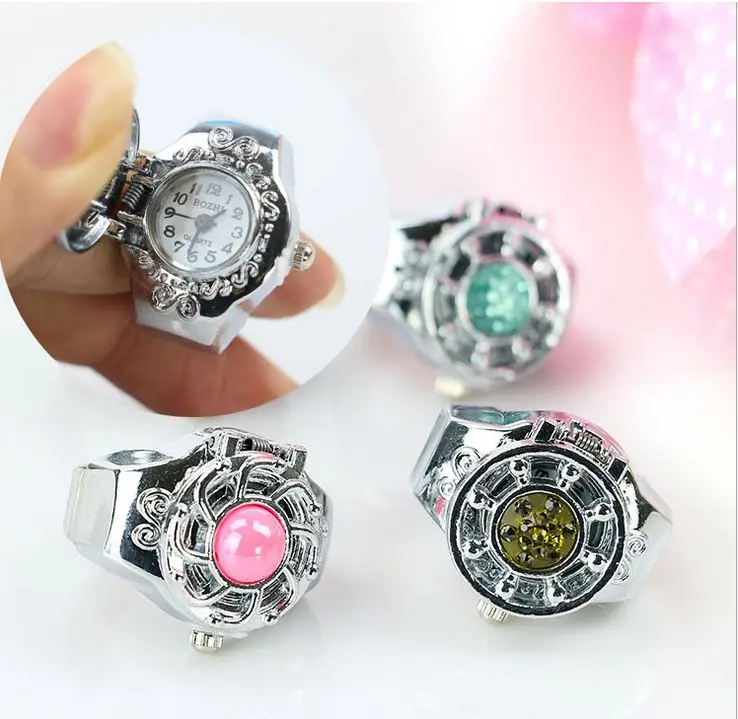 Новое кольцо часы Творческий цветок электронные дизайн кольца смесь