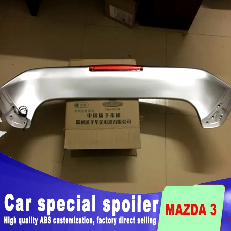Большой ABS Материал заднее стекло Багажник крыло 3 спойлер для mazda 3 Спорт легкий удар установка стоп красный спойлер на фонарь для праймера