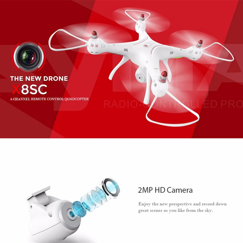 Syma X8SC Радиоуправляемый Дрон RTF 2MP камера 2 4G 4CH 6 осевой гироскоп воздушный пресс