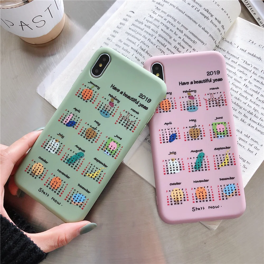 Case For iPhone XS XR Max 7 8 6S 6 Plus Luxury Cute English Calendar Phone Cases X Soft TPU Silicone Cover |