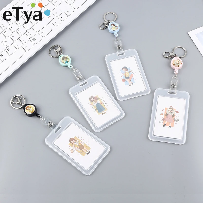 ETya Новый выдвижной держатель для ID карты Женский Мужской чехол банковских карт и