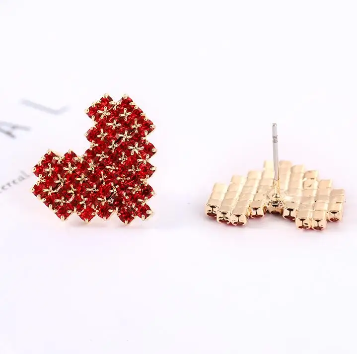 Женские стильные серьги модные с красным сердечком|Серьги-подвески| |
