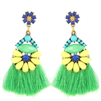 fashion metal trend luxurious accessories glass drill resin bright tassels temperament exaggerated ear nails earrings jewelry