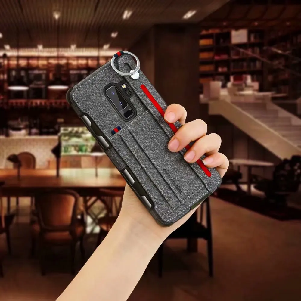 Gray Кожаный чехол-держатель для samsung S8 S9 S10 Plus Note 9 8 A7 A8 A9 A50 A70 с двойным слотом для карт - Цвет: Gray