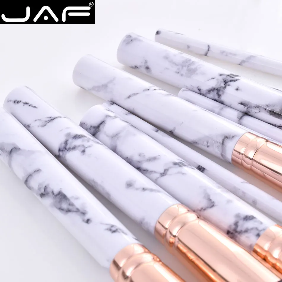 JAF 10 шт./компл. мраморная Кисть для макияжа с держателем из розового золота кисти