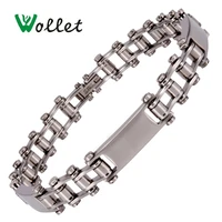 wollet jewelry punk biker bicycle motorcycle chain stainless steel bracelet bangle for women men silver color no plating