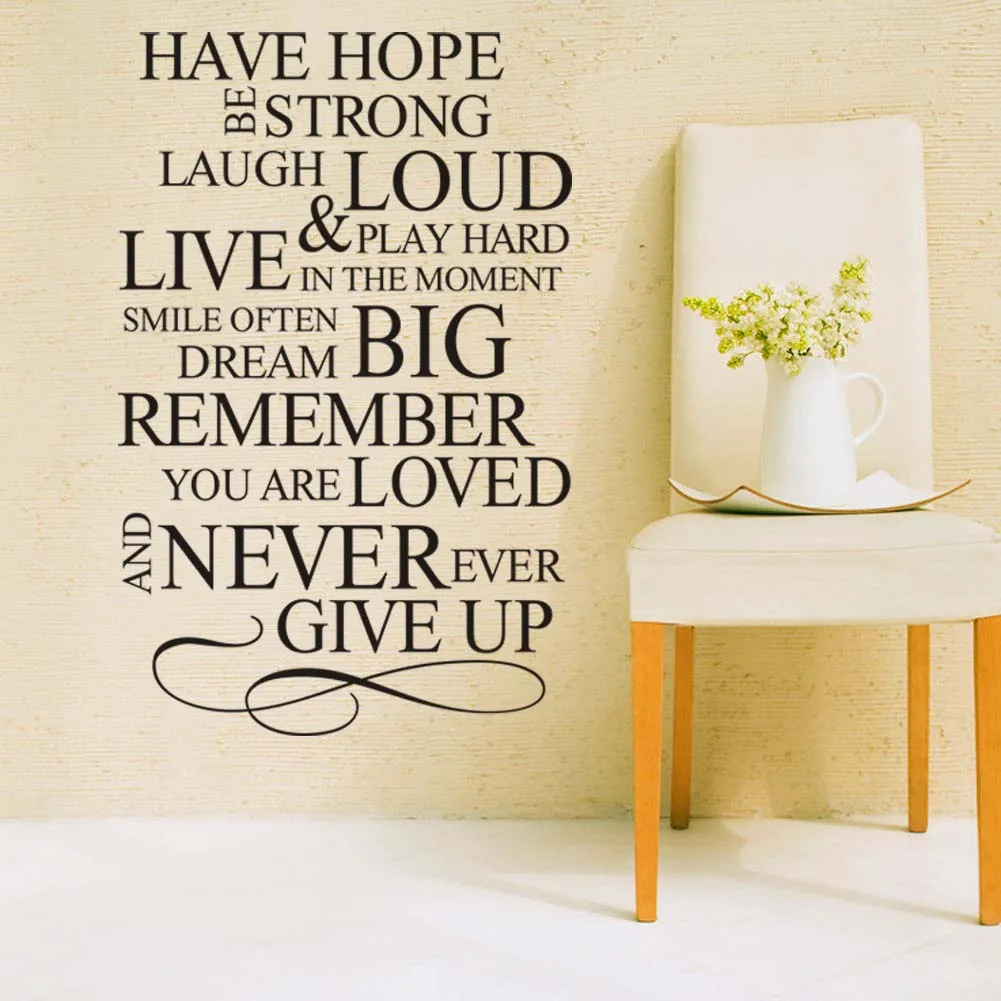 ПВХ наклейки на стену с надписью Do Hope Be Strong Never Give Up House Rules|Наклейки стену| |
