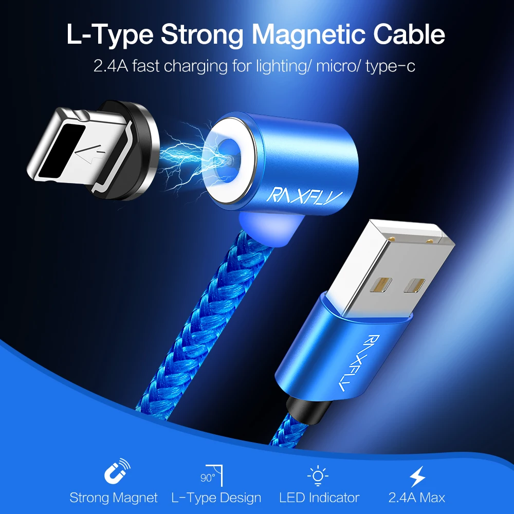 Магнитный usb-кабель RAXFLY для быстрой зарядки Samsung S8 кабель iPhone 11 XR кабели Micro USB Type-C