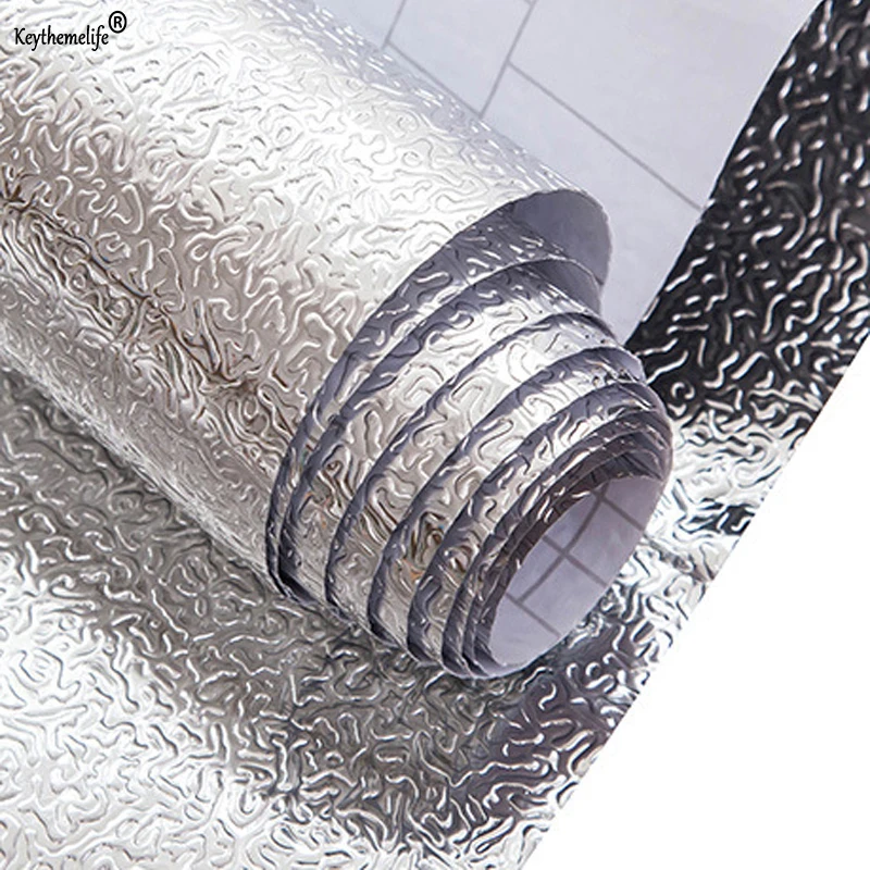 

Kitchen Oil Proof Waterproof Sticker Aluminum Foil Kitchen Stove Cabinet Stickers Self Adhesive Wallpapers DIY Wall Stickers