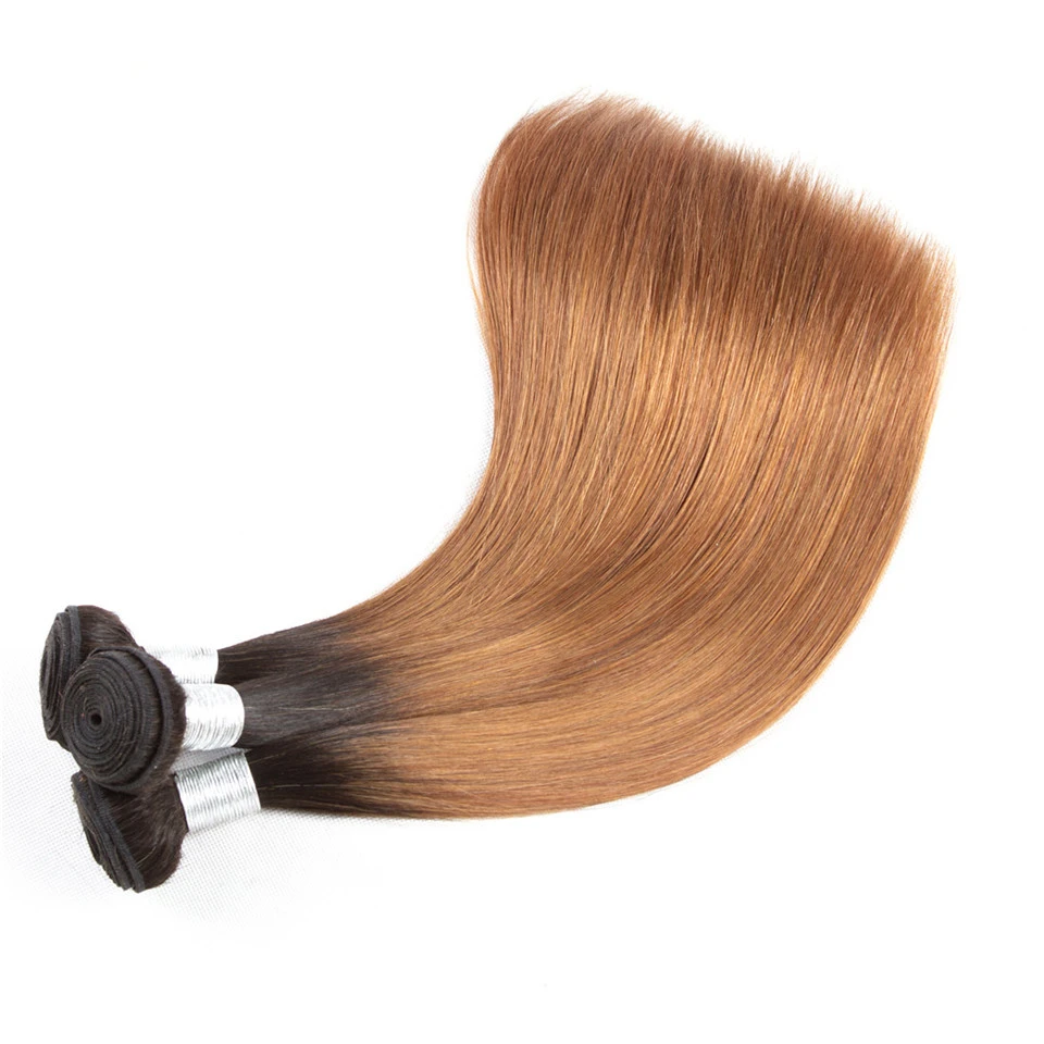 Hotlove волос Ombre бразильский волосы прямые Ombre Связки с закрытием 3 Ombre человеческих волос Связки с закрытием не Реми T1B /30