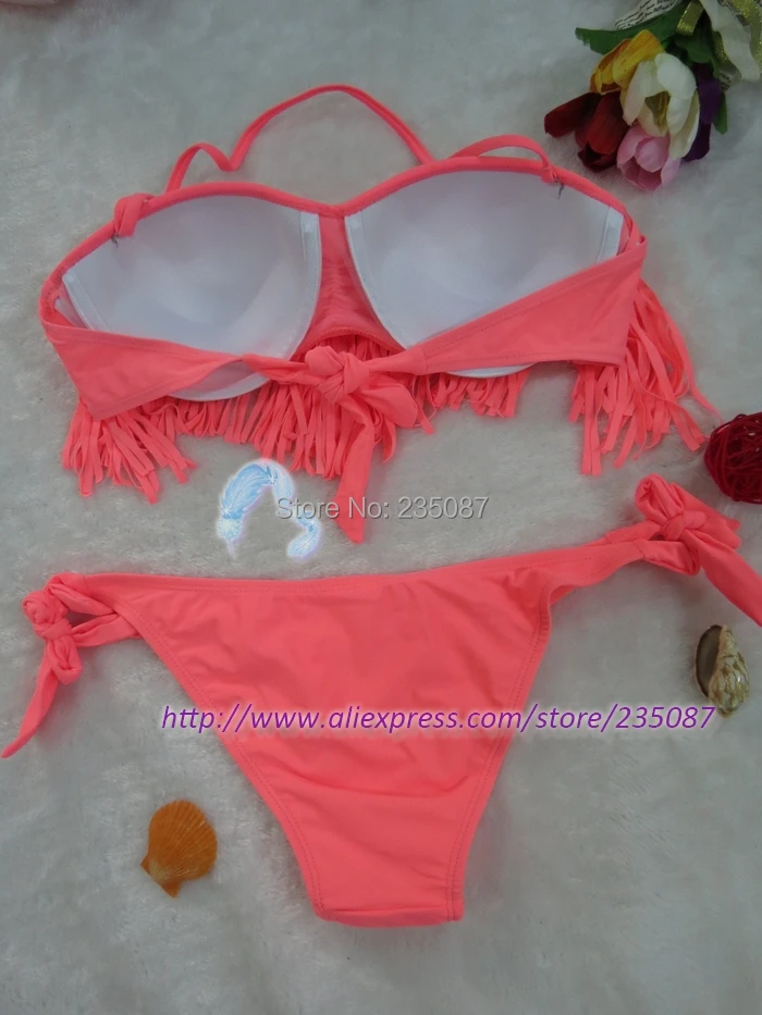 2015 новая кисточка светлый цвет бикини повода купальник Сексуальный без бретелек