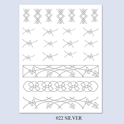 22silver 3D Nail Art Sticker Gold Silver Circle Nail Stickers Hollow Geometry Line Adhesive Slider Sticker Star Moon Decals Z0158 - Цвет: 22silver