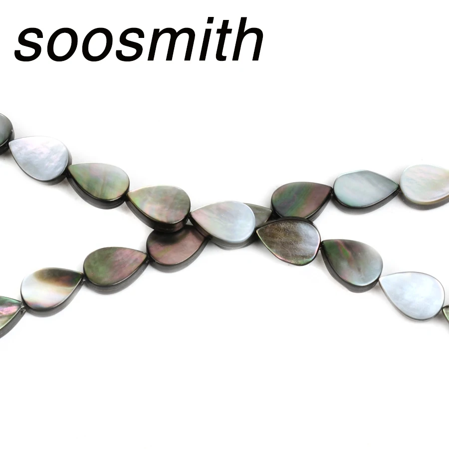soosmith Natural Black Shell Perles beads Drops of Water Shape Loose Spacer Beads For Jewerly Making Handmade DIY | Украшения и