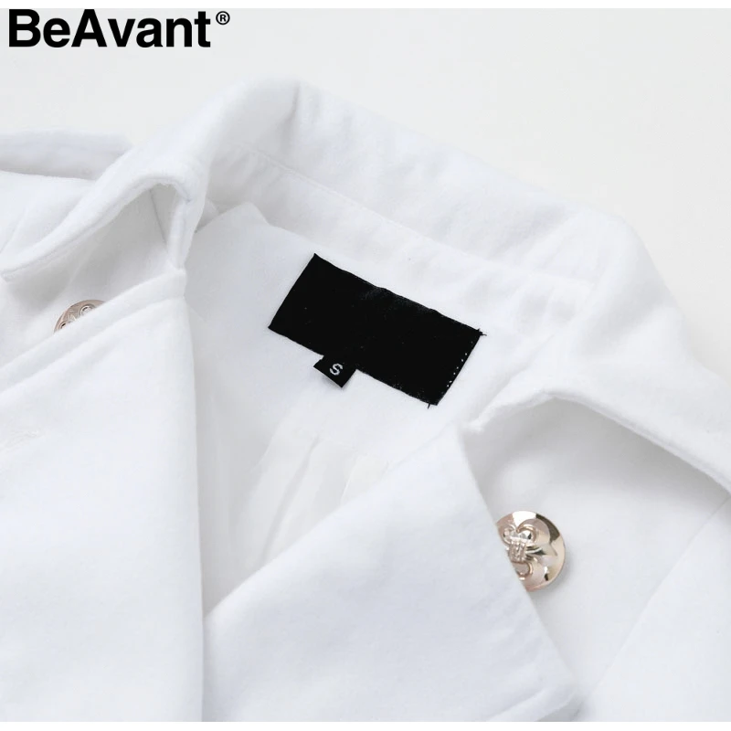 BeAvant двубортный белый длинный плащ двубортный белый длинный плащ для женщин тонкий плащ офис сплошной плащ платье