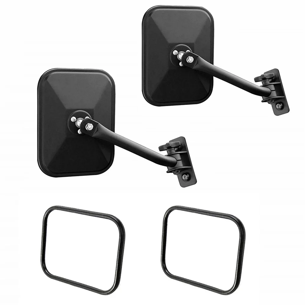 

2 Pcs Car Door Off Side Rearview Mirror Rectangular Mirrors Fit For Jeep Wrangler TJ JK JKU Textured Mirror