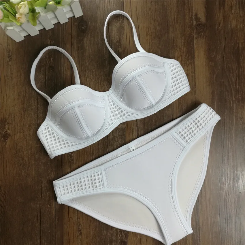 Женский купальник-бикини бикини из неопрена с треугольным вырезом вязаный