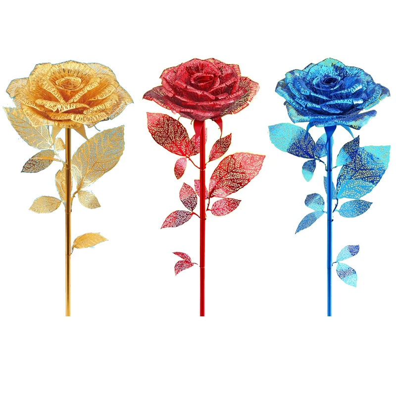 

2018 Piececool 3D Metal Puzzle Golden Rose flower model DIY Laser Cut Puzzles Jigsaw Model For Adult Child Kids Educational Toys