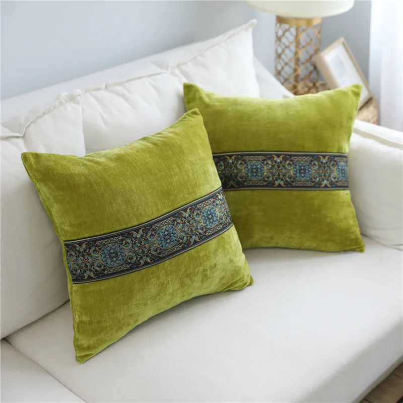 Nordic Classical Embroidery Cushion Sample Room Pillow Gray Embroidered Velvet Fabric Home Car Sofa Decoration | Дом и сад