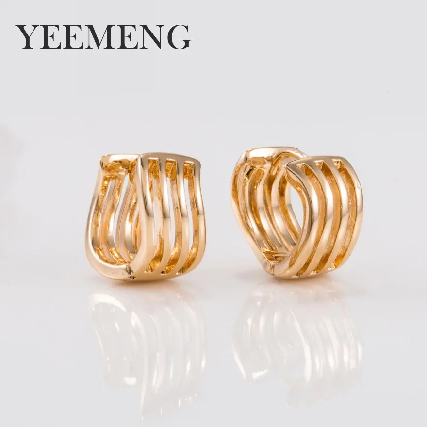 Серьги-кольца YEEMENG свадебные женские уникальный дизайн под розовое золото с